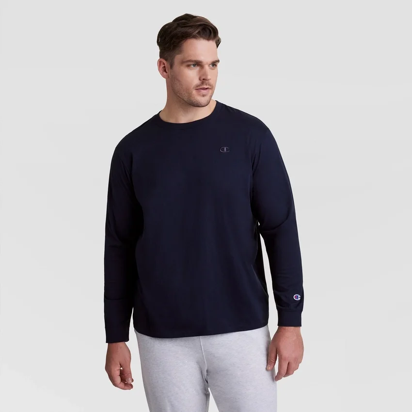 Klassinen pitkähihainen T-paita, brodeerattu C Logo – Big & Tall