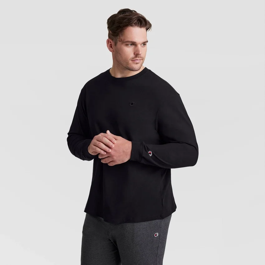 Klassinen pitkähihainen T-paita, brodeerattu C Logo – Big & Tall